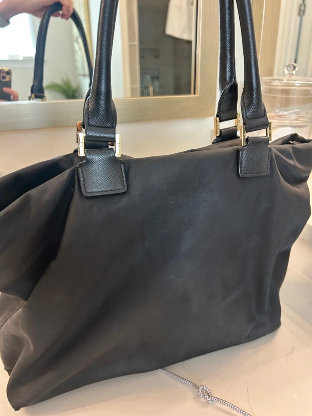 Tory Burch Black Tote with Gold Logo Accent